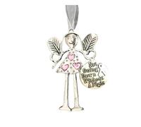 Colgante de ángel de metal cerca o en la distancia que siempre estará en mi corazón. Adorno de ángeles para amigos. Colgante de visión trasera de coche (E, talla única)