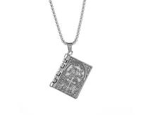 Colgante de apertura de Padre Nuestro con Cruz de la Biblia para mujeres Joyería cristiana de acero inoxidable Regalo inspirador