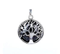 Colgante de árbol de la vida hecho a mano para mujer, collares, piedra natural, blanco, púrpura, cristal, rosa, cuarzo, reiki, joyería, ágatas negras