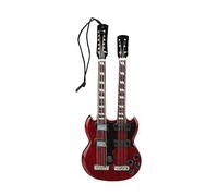Colgante de bajo de doble mástil en miniatura, decoración para instrumentos musicales, exquisito modelo artesanal de madera de tilo con cuerdas realistas, ornamento de instrumento