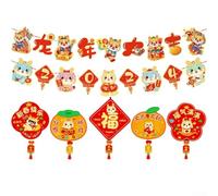 Colgante de bandera de Año Nuevo con temática de dragón para espacios de celebración interiores, incluyendo escuelas y áreas de acción (3)