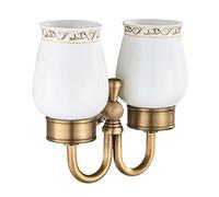 Colgante de baño, portavasos para cepillo de dientes de latón antiguo, portavasos para enjuague bucal, portavasos doble europeo, portavasos de cerámica para la boca