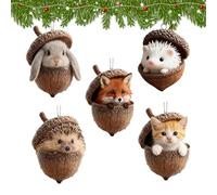 Colgante de bellota de animales, hecho a mano, acrílico 2D, planos de Navidad para árbol, bonitos de animales para familiares, amigos, interiores, exteriores, ventana, estante, mesa