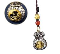 Colgante de bolsa de dinero con el dios de la riqueza del dios del zodiaco, bolsa de dinero llena de prosperidad diaria y fortuna, colgante giratorio de bolsa de la suerte, colgante hecho a mano de