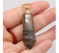 Colgante de botella de aceite esencial de Perfume cónico con gema de piedra Natural, artesanía hecha a mano, collar DIY,fluorita