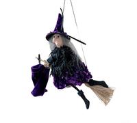 Colgante de bruja de Halloween de temporada hecho de tela ligera que ofrece una decoración espeluznante y divertida para fiestas (morado)