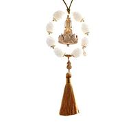 Colgante de Buda para espejo retrovisor de coche - Amuleto Zen de buena suerte para viajes seguros, colgante de madera hecho a mano, protección espiritual, para furgoneta SUV Sedan