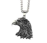 Colgante de cabeza de águila calva para hombre, collar de halcón de águila vikinga, joyería patriótica de animales para hombre, collar de halcón punk