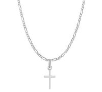 Colgante de cadena de Dios Jesús (colgante con cadena Figaro) para hombres y mujeres, plata pura, medallón de cadena de Señor Isa masih para buena salud y riqueza, plata - Clevio978-1