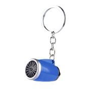 Colgante de cadena de llaves del motor de avión - de motor de reacción de metal, llavero con tema de aviación | Diseño de fans de turbina, regalo de viaje para pilotos y pases, azul, Se