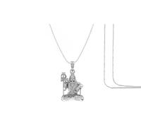 Colgante de cadena de plata de ley (92,5% de pureza) de Dios Shiva (colgante con cadena de cuerda) para hombres y mujeres, medallón de plata pura para buena salud y riqueza, plata - Clevio978-1
