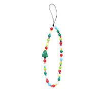 Colgante de cadena de teléfono de plástico con cuentas de Navidad, correa para teléfono, pulsera de cuerda para teléfono móvil, llavero de moda, joyería para mujeres