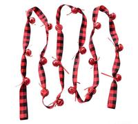 Colgante de campana de lazo de Navidad con diseño artístico de lazo, hecho de tela y metal, diseñado para colgar en árboles y coronas durante tiempos festivos (B)