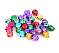 Colgante de cascabeles de metal colgante para decoraciones de Navidad y suministros de manualidades, acabado galvanizado con brillo (14 mm, 50 piezas)