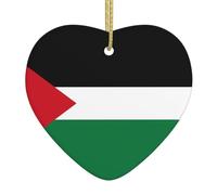 Colgante de cerámica con diseño de la bandera del Estado de Palestina, dije en forma de corazón, etiquetas adecuadas y decoraciones de fiesta en el hogar.