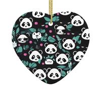 Colgante de cerámica con forma de corazón con forma de panda para colgar en alféizares de ventanas o chimeneas