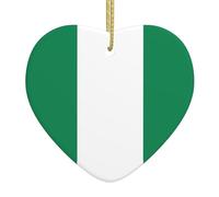 Colgante de cerámica con forma de corazón de la bandera de Nigeria, apto para colgar en alféizares de ventanas o chimeneas