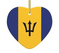 Colgante de cerámica de Navidad con diseño de bandera de Barbados, decoración navideña para chimenea, oficina, es un regalo para familiares y amigos