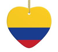 Colgante de cerámica de Navidad con diseño de bandera de Colombia, decoración navideña para chimenea, oficina, es un regalo para familiares y amigos