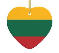 Colgante de cerámica de Navidad con diseño de bandera de Lituania, decoración navideña para chimenea, oficina, es un regalo para familiares y amigos
