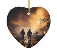 Colgante de cerámica de Navidad con diseño de bomberos que luchan contra incendios, decoración navideña para chimenea, oficina, es un regalo para familiares y amigos