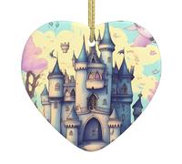 Colgante de cerámica para árbol de Navidad, 6,8 x 7,6 cm, diseño de castillo de cuento de hadas de WHJSHOP se cuelga fácilmente en centros comerciales y tiendas