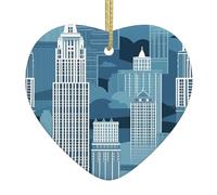 Colgante de cerámica para árbol de Navidad, 6,8 x 7,6 cm, diseño de HJFCZH Empire State, impreso fácilmente en centros comerciales y tiendas