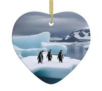 Colgante de cerámica para árbol de Navidad, 6,8 x 7,6 cm, diseño de pingüinos YYHWHJDE en el iceberg que se cuelga fácilmente en centros comerciales y tiendas