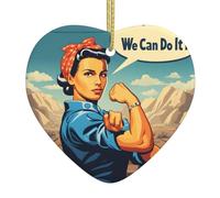 Colgante de cerámica para árbol de Navidad, 6,8 x 7,6 cm, diseño de WHJSSF We Can Do It, se cuelga fácilmente en centros comerciales y tiendas