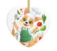 Colgante de cerámica para árbol de Navidad, 6,8 x 7,6 cm, diseño de YYHWHJDE el chef del mundo culinario con cuerda de alambre dorada para colgar fácilmente