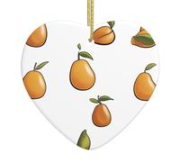 Colgante de cerámica para árbol de Navidad, 6,8 x 7,6 cm, patrón de mango dulce YYHWHJDE con cuerda de alambre dorada para colgar fácilmente