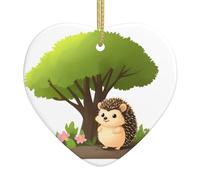 Colgante de cerámica para árbol de Navidad, colgante de amor, WHJSSF Little erizo bajo el árbol de flores, decoración de centros comerciales, supermercados, tiendas