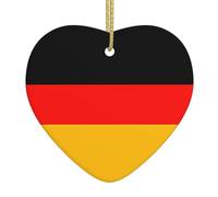 Colgante de cerámica para árbol de Navidad con bandera de Alemania, colgante de decoración de Navidad de Halloween, colgante de corazón de cerámica de Navidad de 2.7 pulgadas
