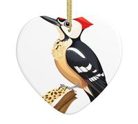 Colgante de cerámica para árbol de Navidad con diseño de pájaro carpintero YYHHAOFA que come insectos, diseñado específicamente para vacaciones, 3.1 x 3.1 pulgadas