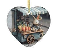 Colgante de cerámica para árbol de Navidad con diseño de WHJSHOP Little Rabbit Food Truck para hogares, centros comerciales, supermercados y tiendas