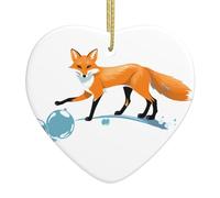 Colgante de cerámica para árbol de Navidad con texto en inglés "WHJSHOP A Fox Walking on Bubble", decoración impresa, centros comerciales, supermercados, tiendas