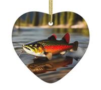 Colgante de cerámica para árbol de Navidad de 6,8 x 7,6 cm, impresión de pesca con mosca de WHJSHOP Brook que se cuelga fácilmente en centros comerciales y tiendas