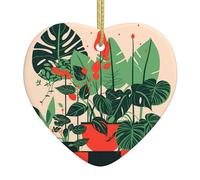 Colgante de cerámica para árbol de Navidad de 6,8 x 7,6 cm, patrón de tortuga YYHWHJDE en maceta de bambú con cuerda de alambre dorada para colgar fácilmente