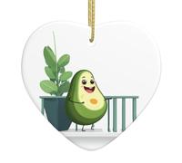Colgante de cerámica para árbol de Navidad, diseño de aguacate WHJSHOP disfrutando del aire fresco. Decoración impresa para centros comerciales, supermercados, tiendas
