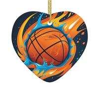Colgante de cerámica para árbol de Navidad, diseño de llamas de baloncesto y gotas de agua con imagen de WHJSHOP para hogares, centros comerciales, supermercados y tiendas