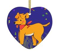 Colgante de cerámica para árbol de Navidad, diseño de perro de dibujos animados con lengua YYHHAOFA escupiendo diseñado específicamente para vacaciones, 3.1 x 3.1 pulgadas