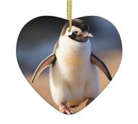 Colgante de cerámica para árbol de Navidad, diseño de pingüino aprendiendo a caminar, fácil de colgar en árboles, puertas y ventanas
