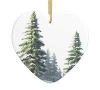 Colgante de cerámica para árbol de Navidad, diseño de YYHHAOFA Snow on the Pine Trees Printed Homes, centros comerciales, supermercados y tiendas