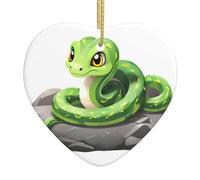 Colgante de cerámica para árbol de Navidad, diseño exquisito de 3.1 x 3.1 pulgadas, diseño de HJFCZH Little Snake on the Stone