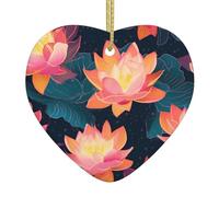 Colgante de cerámica para árbol de Navidad, diseño floral de loto mágico, fácil de colgar en árboles, puertas y ventanas