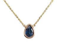 Colgante de cianita musgosa natural de 12 x 9 mm con forma de pera facetada azul, collar de plata de ley 925 con cadena de cable de 45 cm, joyería espiritual con energía curativa, regalo para mujer