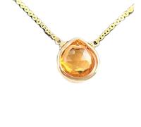 Colgante de citrino natural de 18 x 16 mm con forma de pera naranja facetada. Collar de plata de ley 925 con forma de pera y cadena tipo cable de 45 cm. Joyas para el chakra del plexo solar, éxito