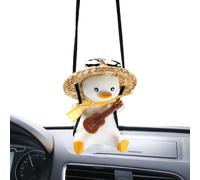 Colgante de coche de pato oscilante - Colgante ďe espejo retrovisor đe pato oscilante, çolgante ćolgante para coches, lindo ṕato d́e costura con colgantes d̄e guitarra para espejos dé coche, decoracio