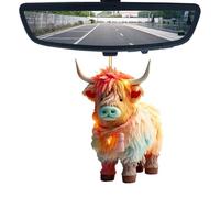 Colgante de coche de vaca de dibujos animados, colgante de vaca de Highland, colgante de coche, colgante de espejo retrovisor para coche, accesorios interiores de coche, colgante de acrílico 2D