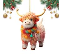 Colgante de coche Highland Cow - Colgante de de coche Highland, bonito colgante de acrílico 2D para espejo retrovisor, estético, accesorios interiores de coche, colgante de árbol de